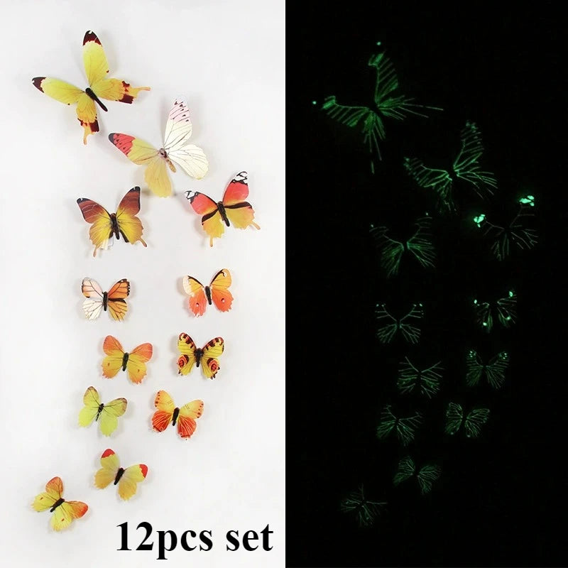 12 pcs Glow-in-the-Dark –Butterfly Wall Decals –Kids Room & Home Decor